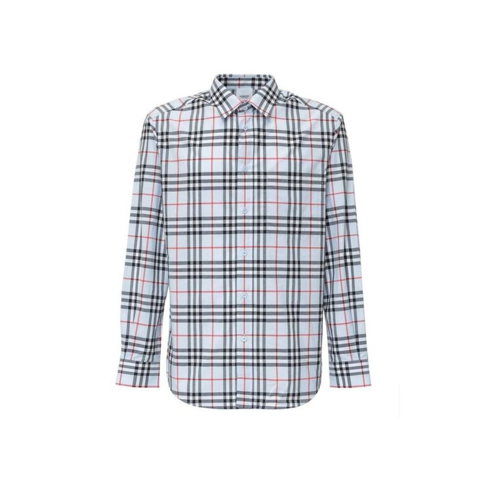 Burberry Blue Cotton Dress Men's Shirt